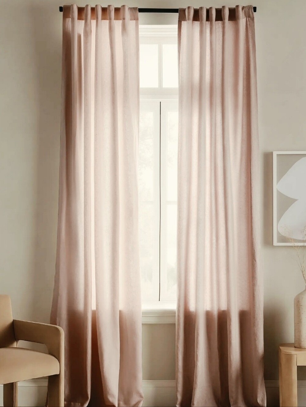 1 European Linen Curtain/ Rose Quartz / 48x96